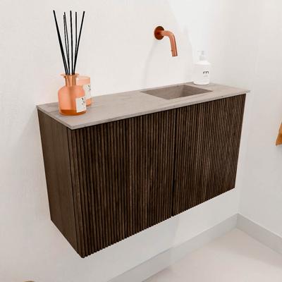 Toiletmeubel Mondiaz Joya Dlux | 70 cm | Meubelkleur Walnut | Faye wastafel Saba Wasbak Rechts | Zonder kraangat(en)
