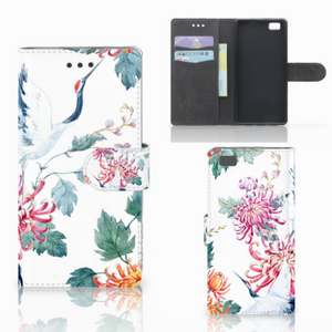 Huawei Ascend P8 Lite Telefoonhoesje met Pasjes Bird Flowers