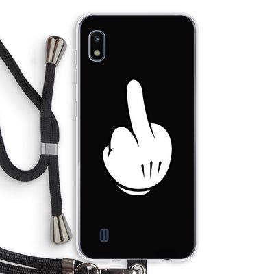 Middle finger black: Samsung Galaxy A10 Transparant Hoesje met koord