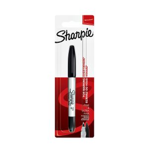 Viltstift Sharpie twin tip rond 0.5mm en 0.9mm zwart blister Ãƒ 1 stuk