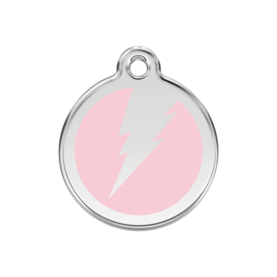 Flash Pink roestvrijstalen hondenpenning medium/gemiddeld dia. 3 cm - Reddingo
