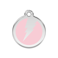 Flash Pink roestvrijstalen hondenpenning medium/gemiddeld dia. 3 cm - Reddingo