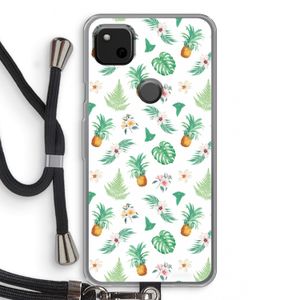 Ananas bladeren: Pixel 4a Transparant Hoesje met koord