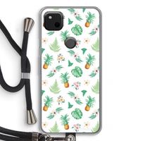 Ananas bladeren: Pixel 4a Transparant Hoesje met koord Ananas bladeren: Pixel 4a Transparant Hoesje met koord