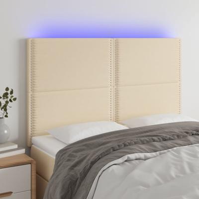 Hoofdbord LED 144x5x118/128 cm stof crèmekleurig