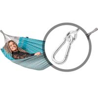 Eenpersoons hangmat met bevestiging - 300x140cm - BlauwGroen - 120kg draagkracht- 100% katoen - binnen & buiten Eenpersoons hangmat met bevestiging - 300x140cm - BlauwGroen - 120kg draagkracht- 100% katoen - binnen & buiten
