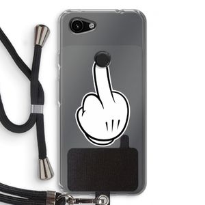 Middle finger white: Pixel 3a Transparant Hoesje met koord