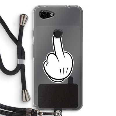 Middle finger white: Pixel 3a Transparant Hoesje met koord