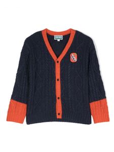 Kenzo Kids cardigan à patch logo - Bleu