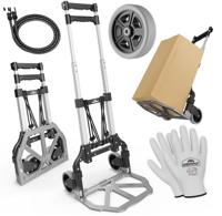 Steekwagen Zilver/Zwart aluminium 80kg in hoogte verstelbaar