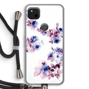 Waterverf bloemen: Pixel 4a Transparant Hoesje met koord