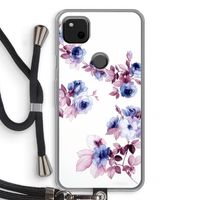 Waterverf bloemen: Pixel 4a Transparant Hoesje met koord Waterverf bloemen: Pixel 4a Transparant Hoesje met koord