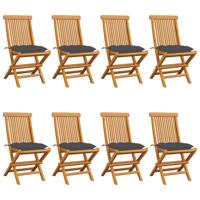 Tuinstoelen 8 st met antracietkleurige kussens massief teakhout