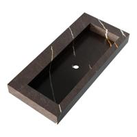 Brauer Coral Wastafel - 100 cm - met 1 Spoelbak en 0 Kraangaten - Marmerlook Copper Brown