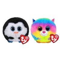 Ty - Knuffel - Teeny Puffies - Waddles Penguin & Gizmo Cat