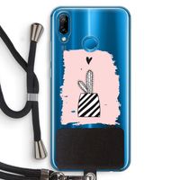 Zwart-wit cactus: Huawei P20 Lite Transparant Hoesje met koord