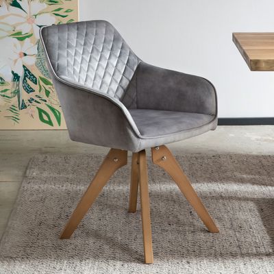 Artistiq Eetkamerstoel 'Mercur' Velvet, kleur grijs