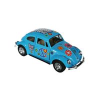 Modelautootje VW beetle blauw hippie 12,5 cm   -