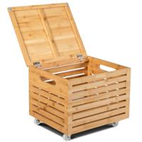 Bamboe Opbergbox Opbergbox met 4 Wieltjes en Deksel Opbergboxen voor A4-Documenten Speelgoed Dekens en Kussens