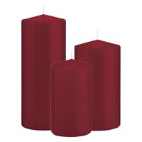 Stompkaarsen set van 3x stuks bordeaux rood 12-15-20 cm - thumbnail