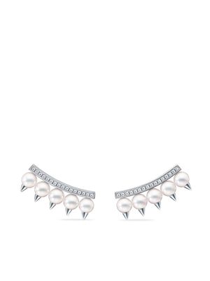 TASAKI boucles d'oreilles Collection Line Danger Neo en or blanc 18ct pavées de diamants - Argent