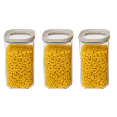 5Five Voorraadpot - 3x - keuken/voedsel - glas - 1000 ml - luchtdichte deksel - transparant/beige