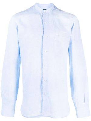 Barba chemise en lin à manches longues - Bleu