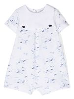 Emporio Armani Kids barboteuse en coton à imprimé poisson - Blanc