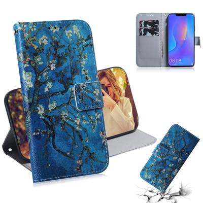 Abrikoos bloem patroon gekleurde tekening horizontale Flip lederen case voor Huawei P Smart + 2019/Nova 3i met houder & card slots & portemonnee