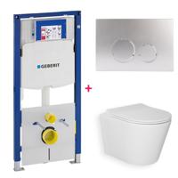 Geberit Sigma UP320 toiletset 42 wandcloset wit mat 49 cm met softclose zitting en drukplaat chroom