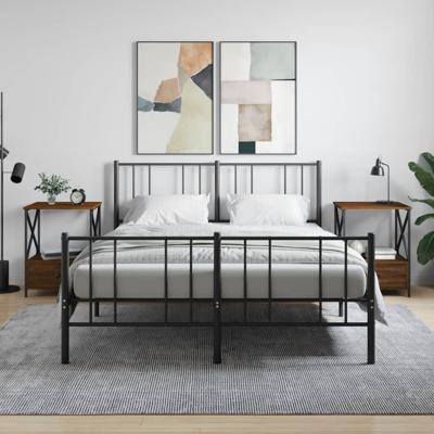 Nachtkastjes 2 st 50x41x65 cm bewerkt hout bruin eikenkleur
