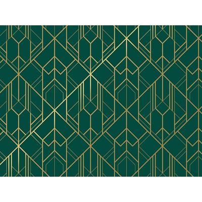 Cadeaupapier 50cm 100m 80gr/m Geometrisch groen / goud