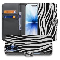 Book Case iPhone 17 Zebra Met Pasjes Zwart Wit