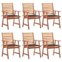 Tuinstoelen 6 st met kussens massief acaciahout