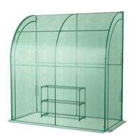 Foliekas met Bloemenrek Tomatenkas met PE-Roosterfolie Broeikas met 2 Oprolbare Deuren 200 x 100 x 215 cm Groen