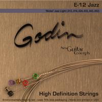 Godin E-12 Nickel Jazz Light .012-.052 snarenset - thumbnail