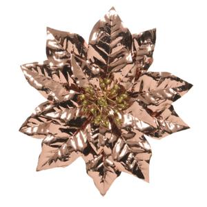 Kerstboom bloem - op clip - koper - glitter - 24 cm - kunststof - kerstster - kerstversiering