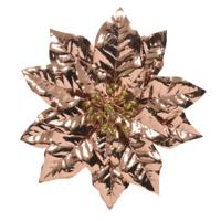 Kerstboom bloem - op clip - koper - glitter - 24 cm - kunststof - kerstster - kerstversiering - thumbnail