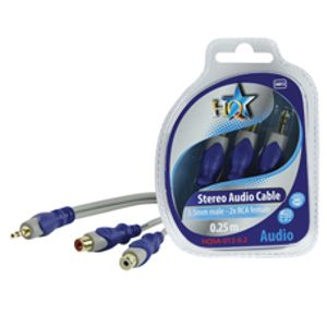 HQ SA-012-0.2 audio kabel 0,25 m 3.5mm 2 x RCA Blauw, Grijs