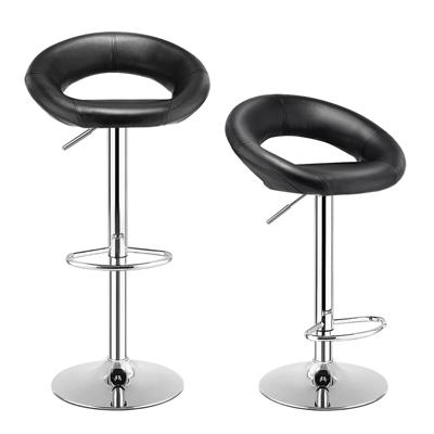 Set van 2 Moderne Barkrukken in Hoogte Verstelbaar 360° Draaibaar Anti-Slip Basis Leren Counter Height Kruk voor Thuis Restaurant Café