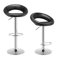 Set van 2 Moderne Barkrukken in Hoogte Verstelbaar 360° Draaibaar Anti-Slip Basis Leren Counter Height Kruk voor Thuis Restaurant Café