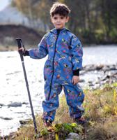 Waterproof Softshell Overall Comfy Dark Blue Birds Jumpsuit - thumbnail