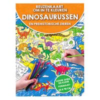 Mondikaarten Reuzenkaart om in te Kleuren Dinosaurussen - thumbnail