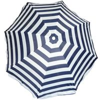 Parasol - blauw/wit - gestreept - D140 cm - UV-bescherming - incl. draagtas   -