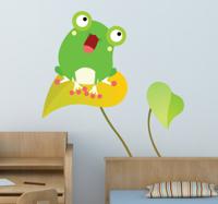 Sticker kinderkamer kikker op blad