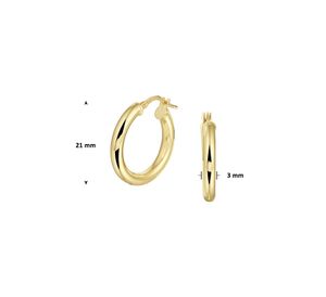 Zilgold Oorringen Ronde buis geelgoud met zilveren kern 3 x 21 mm