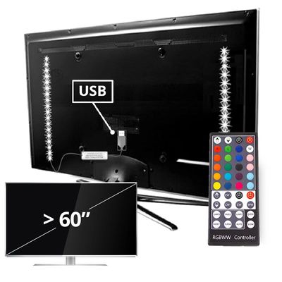 Tv backlight set met 2 RGBWW ledstrips voor tv's >60 inch