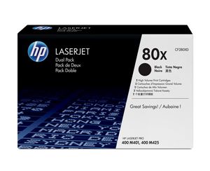 HP 80X originele high-capacity zwarte LaserJet tonercartridge, 2-pack