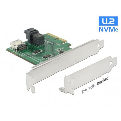 PCI Express x4 Card U.2 NVMe naar 1 x internal SFF-8654 4i + 1 x internal SFF-8643 - Low Profile Form Factor Adapter