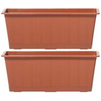 Plantenbak/bloembak/balkonbak Agro - 2x - terracotta - kunststof - 50 x 18 x 14 cm